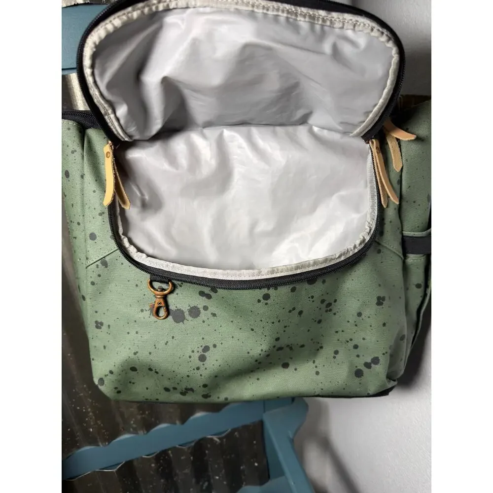 Petunia Pickle Bottom Pivot Backpack Diaper Bag Green Splatter Tote Discontinued
